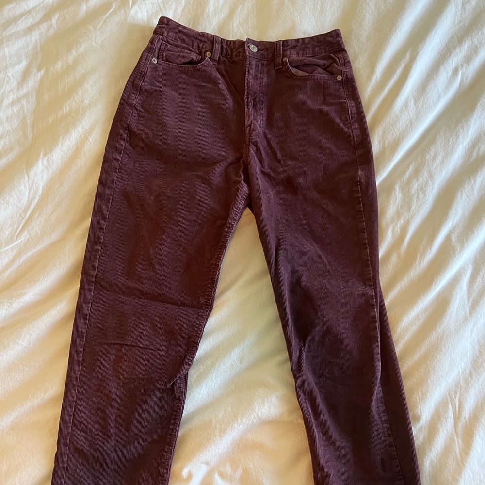 Red Corduroy High Waisted Pants